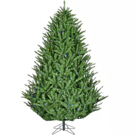 Fraser Hill Farm 7.5 feet Centerville Artificial Pine Christmas Tree Double Multicolor and Warm White LED Lights and Remote Control Artificial Christmas Trees