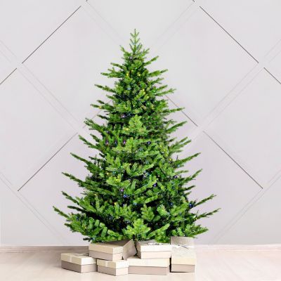 Fraser Hill Farm 7.5ft. Foxtail Pine Artificial Christmas Tree, Dual Multicolor & Warm White Fairy LED Lights & Remote Control