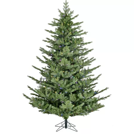 Fraser Hill Farm 7.5 feet Artificial Foxtail Pine Christmas Tree Double Multicolor and Warm White LED Lights and Remote Control Artificial Christmas Trees