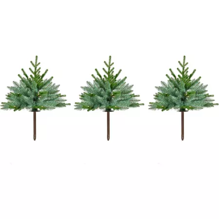 Fraser Hill Farm Pre-Lit 18 in Artificial Sidewalk Trees with Warm White LED Lights Set of 3 Artificial Christmas Trees