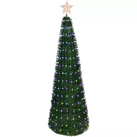 Fraser Hill Farm 4 ft Pre-Lit Indoor/Outdoor Pop-Up Tree with Multi-Colored String Lights and Star Decor Artificial Christmas Trees