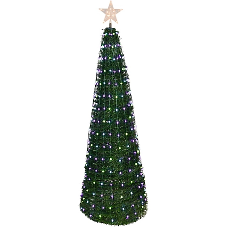 Fraser Hill Farm 4 ft. Indoor/Outdoor Prelit Pop Up Tree with Multicolor Fairy Lights and Star Topper