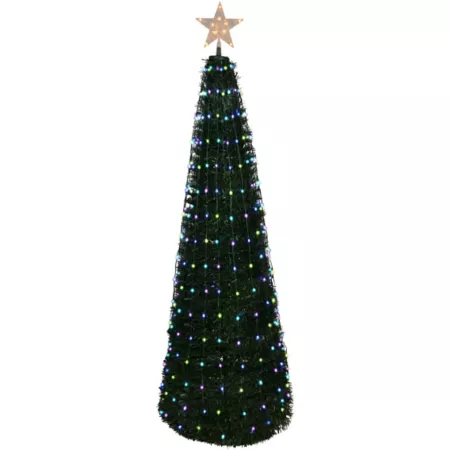 Fraser Hill Farm 6 ft Indoor/Outdoor Lighted Pop-Up Tree with Multi-Colored String Lights and Star Decor Artificial Christmas Trees