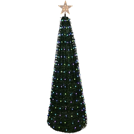 Fraser Hill Farm 6 ft. Indoor/Outdoor Prelit Pop Up Tree with Multicolor Fairy Lights and Star Topper
