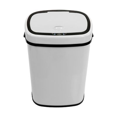 Hanover 13.2-Gallon (50-Liter) Hands-Free Steel Trash Can with Motion Sensor Lid in Fingerprint-Resistant White