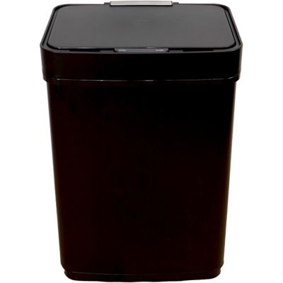 Hanover 13.2-Gallon (50-Liter) Hands-Free Metal Trash Can,Fingerprint-Resistant Black Stainless Steel