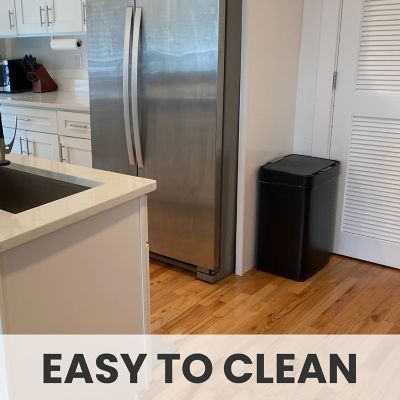 Image showing  13.2-Gallon (50-Liter) Hands-Free Metal Trash Can,Fingerprint-Resistant Black Stainless Steel