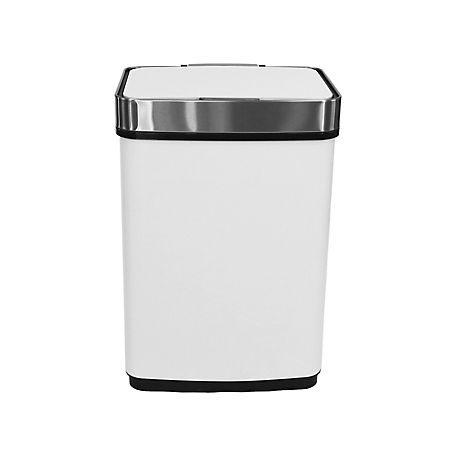 Hanover 13.2-Gallon (50-Liter) Hands-Free Metal Trash Can with Motion Sensor Lid in Fingerprint-Resistant White