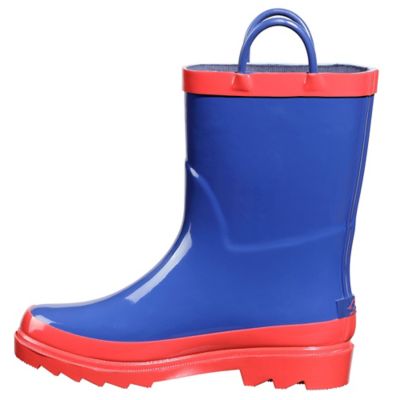 Image showing  Boys' Mid Waterproof Rubber Boots, Navy/Red