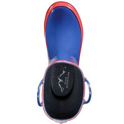 Image showing  Boys' Mid Waterproof Rubber Boots, Navy/Red