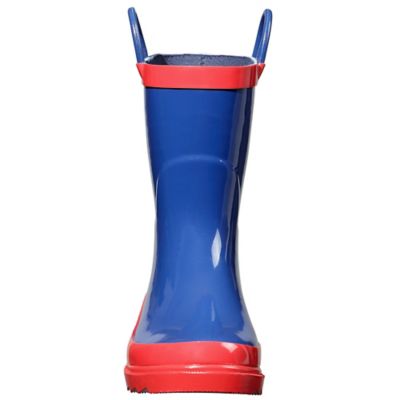 Image showing  Boys' Mid Waterproof Rubber Boots, Navy/Red