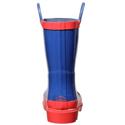 Image showing 5 th Blue Mountain Boys Mid Waterproof Rubber Boots, Navy/Red