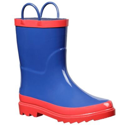 Image showing 7 th Blue Mountain Boys Mid Waterproof Rubber Boots, Navy/Red