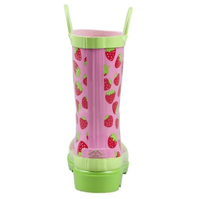 Image showing  Girls' Strawberry Print Mid Waterproof Rubber Boots