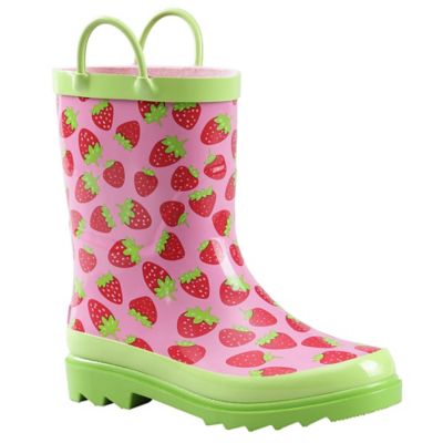 Image showing  Girls' Strawberry Print Mid Waterproof Rubber Boots