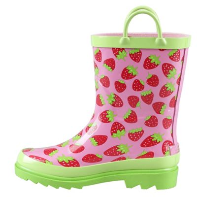 Image showing  Girls' Strawberry Print Mid Waterproof Rubber Boots