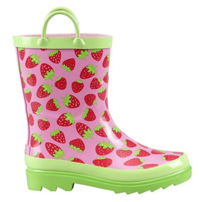 Image showing  Girls' Strawberry Print Mid Waterproof Rubber Boots