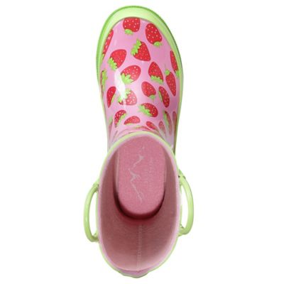 Image showing 6 th Blue Mountain Girls' Strawberry Print Mid Waterproof Rubber Boots