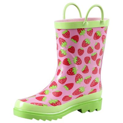 Image showing  Girls' Strawberry Print Mid Waterproof Rubber Boots