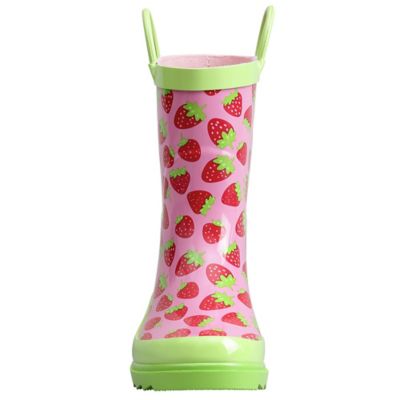 Image showing 5 th Blue Mountain Girls' Strawberry Print Mid Waterproof Rubber Boots