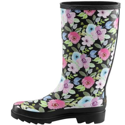 Image showing 6 th Blue Mountain Women's Floral Print Knee-High Waterproof Rubber Boots