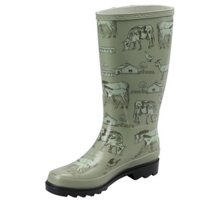 Blue Mountain Women's Farm Print Knee-High Waterproof Rubber Boots