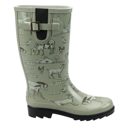 Image showing  Women's Farm Print Knee-High Waterproof Rubber Boots