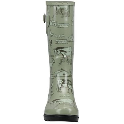 Image showing  Women's Farm Print Knee-High Waterproof Rubber Boots