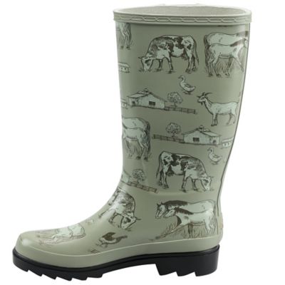 Image showing 6 th Blue Mountain Women's Farm Print Knee-High Waterproof Rubber Boots