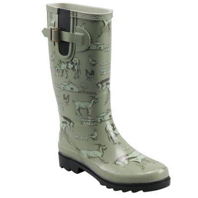Image showing 7 th Blue Mountain Women's Farm Print Knee-High Waterproof Rubber Boots