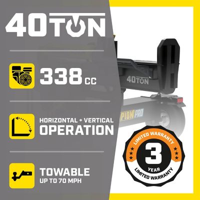 Image showing  40-Ton Gas-Powered PRO Commercial Grade Horizontal/Vertical Full Beam Log Splitter, Auto Return