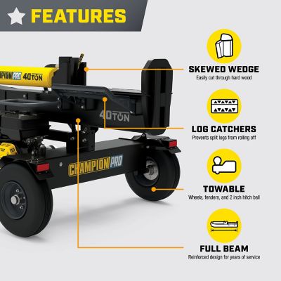 Image showing  40-Ton Gas-Powered PRO Commercial Grade Horizontal/Vertical Full Beam Log Splitter, Auto Return