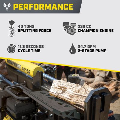 Image showing  40-Ton Gas-Powered PRO Commercial Grade Horizontal/Vertical Full Beam Log Splitter, Auto Return