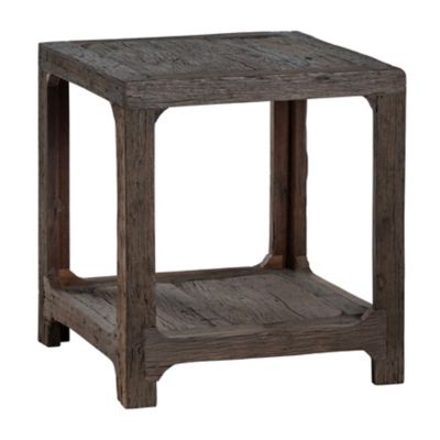 Crestview Collection Hickory Ridge End Table with Lower Shelf, Dark Brown/Black