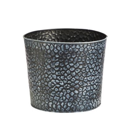 Nearly Natural 11.5 in. Embossed Tin Bucket with Pebble Pattern