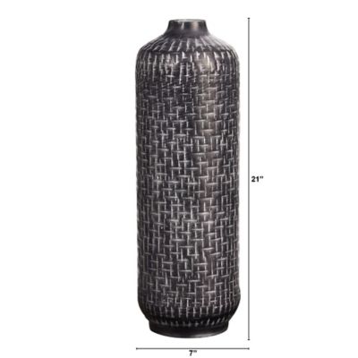 Image showing  21 in. Embossed Metal Cylinder Vase