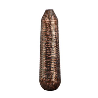 Nearly Natural 26 in. Tall Embossed Metal Tower Vase