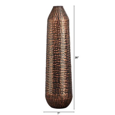 Image showing  26 in. Tall Embossed Metal Tower Vase