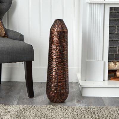 Image showing  26 in. Tall Embossed Metal Tower Vase