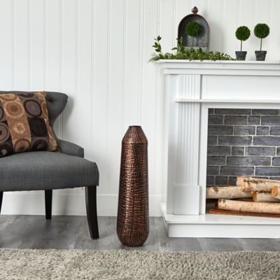 Image showing  26 in. Tall Embossed Metal Tower Vase