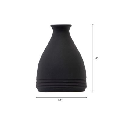 Image showing  10 in. Cone Stone Vase Black Matte