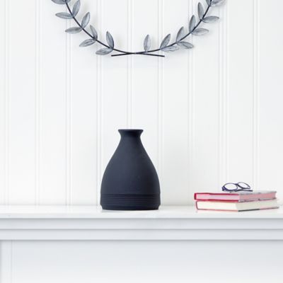 Image showing  10 in. Cone Stone Vase Black Matte