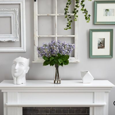 Image showing  24 in. Artificial Lilac Arrangement with Cylinder Glass Vase, Purple