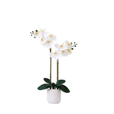 Nearly Natural 26 in. Real Touch Artificial Double Orchid Phalaenopsis with Decorative Vase