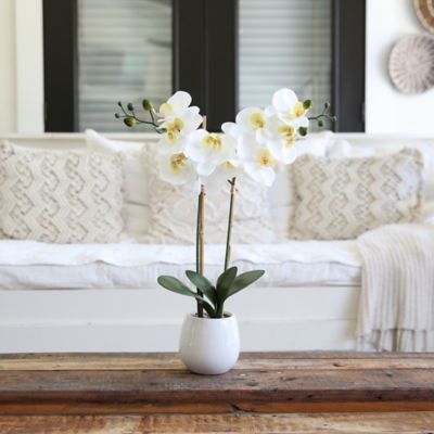 Image showing  26 in. Real Touch Artificial Double Orchid Phalaenopsis with Decorative Vase