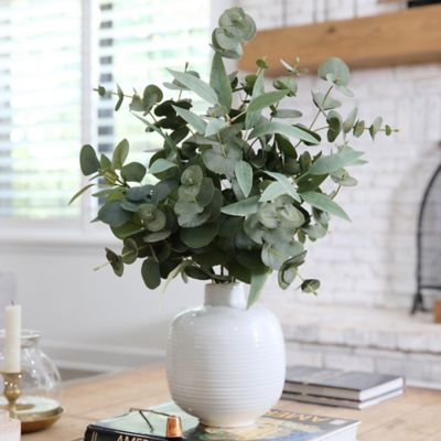 Image showing  24 in. Artificial Eucalyptus Leaves Arrangement with Ceramic Planter