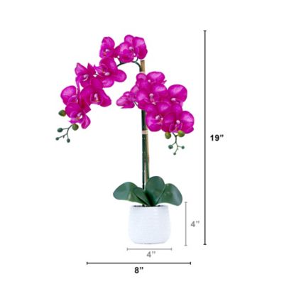 Image showing  19 in. Artificial Purple Orchid with Decorative Vase