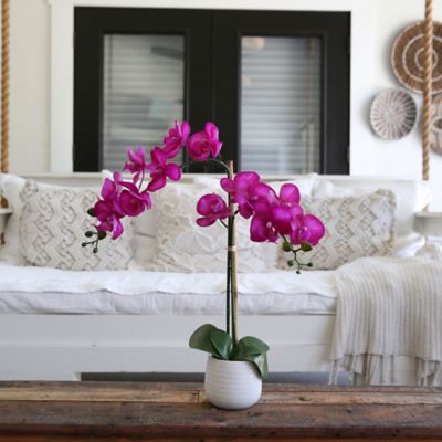 Image showing  19 in. Artificial Purple Orchid with Decorative Vase