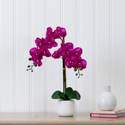 Image showing  19 in. Artificial Purple Orchid with Decorative Vase