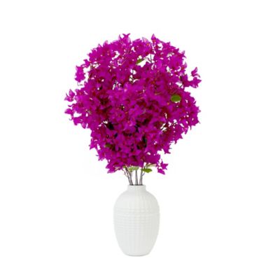 Nearly Natural 40 in. Purple Artificial Bougainvillea Arrangement with Vase